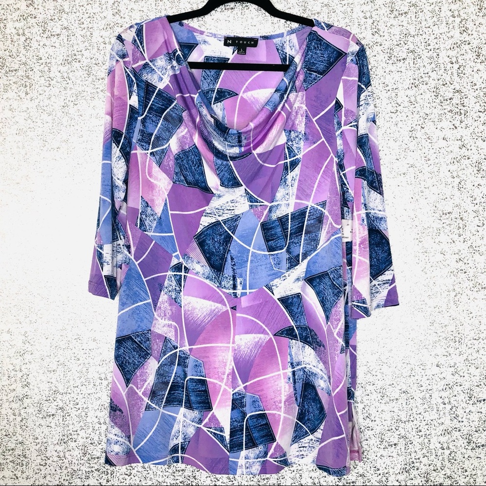 NEW WITH TAGS 🌷 Abstract Art Deco Drape Neck or Off Shoulder Tunic